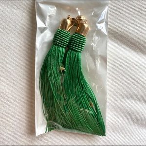 Green tassel earrings